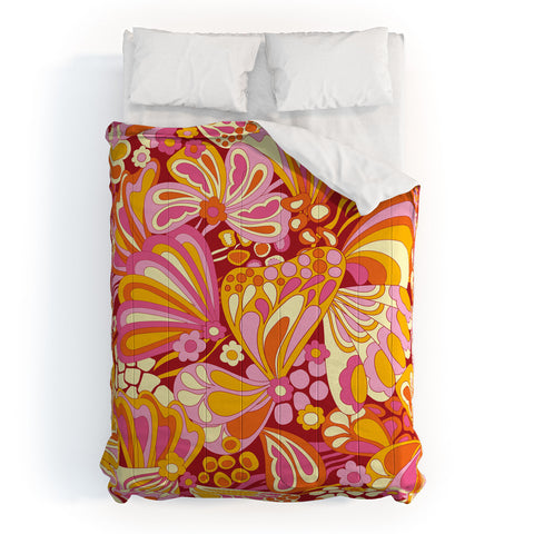 Jenean Morrison Abstract Butterfly Pink Comforter