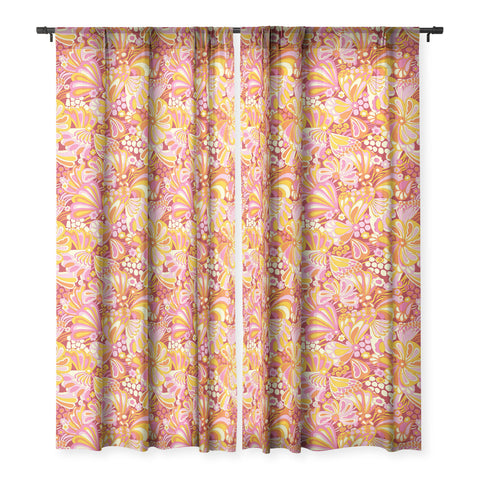 Jenean Morrison Abstract Butterfly Pink Sheer Window Curtain