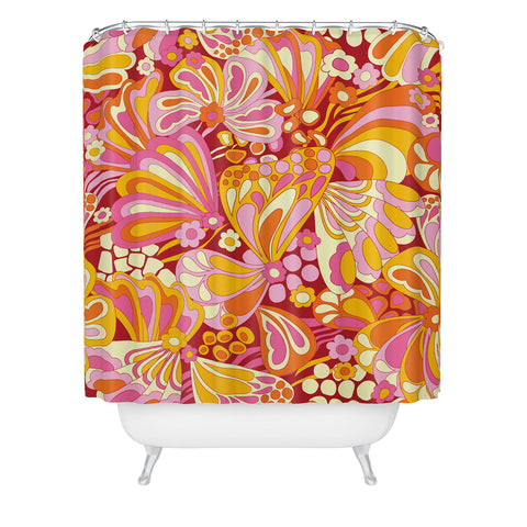 Jenean Morrison Abstract Butterfly Pink Shower Curtain