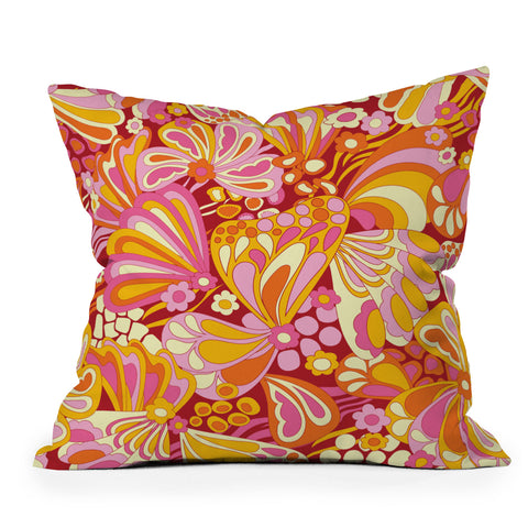 Jenean Morrison Abstract Butterfly Pink Throw Pillow