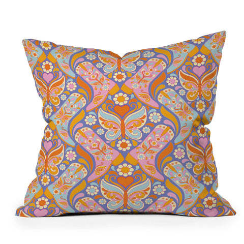 Jenean Morrison Boots and Butterflies Lilac Throw Pillow