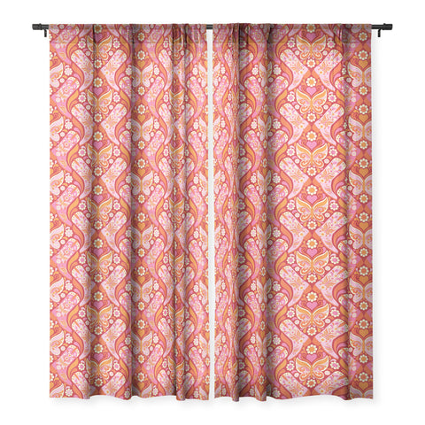 Jenean Morrison Boots and Butterflies Pink Sheer Window Curtain