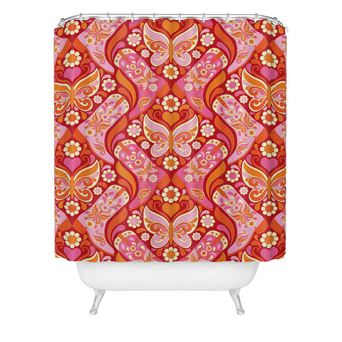 Jenean Morrison Boots and Butterflies Pink Shower Curtain