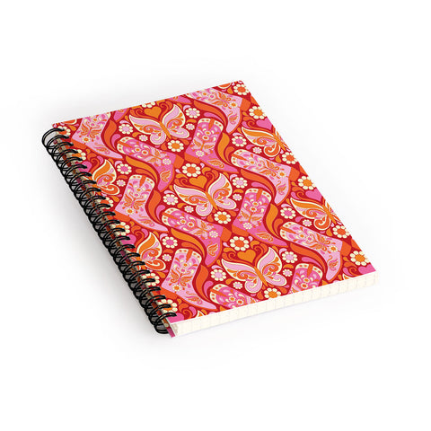 Jenean Morrison Boots and Butterflies Pink Spiral Notebook
