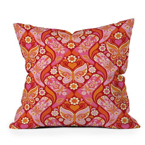 Jenean Morrison Boots and Butterflies Pink Throw Pillow