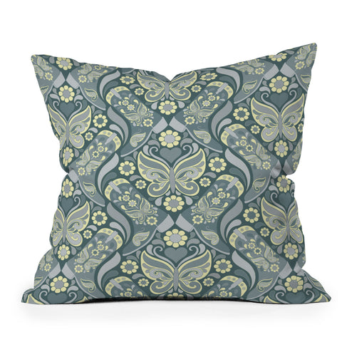 Jenean Morrison Boots and Butterflies Slate Throw Pillow