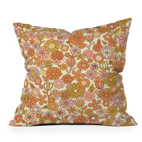 Jenean Morrison Checkered Past in Coral Outdoor Throw Pillow