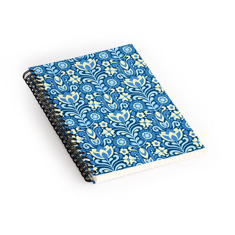 Jenean Morrison Climbing Floral Blues Spiral Notebook