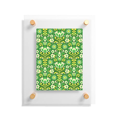 Jenean Morrison Climbing Floral Lemon Lime Floating Acrylic Print