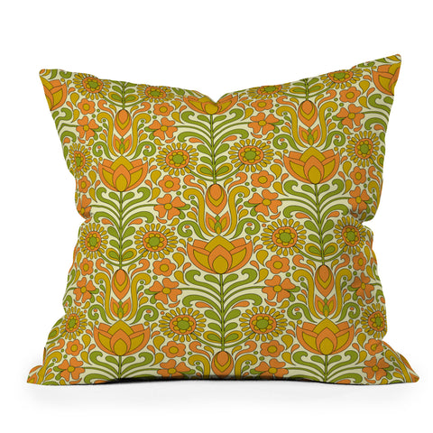Jenean Morrison Climbing Floral Orange Throw Pillow