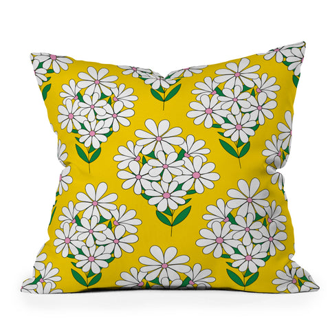 Jenean Morrison Daisy Bouquet Yellow Outdoor Throw Pillow