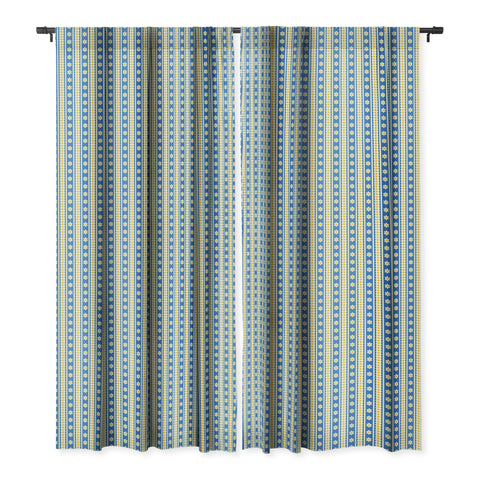 Jenean Morrison Feedsack Stripe Blue Blackout Window Curtain