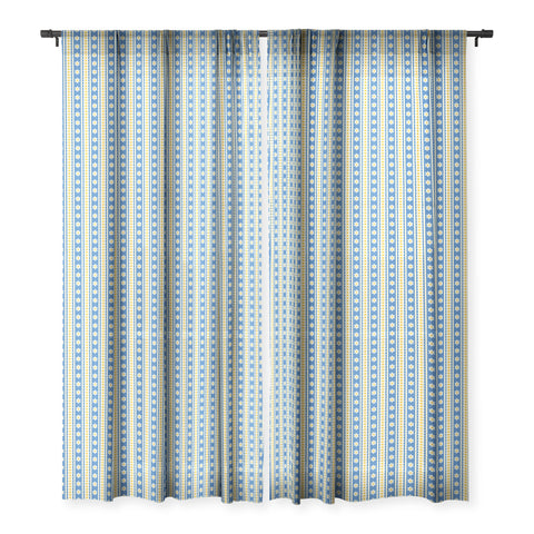 Jenean Morrison Feedsack Stripe Blue Sheer Window Curtain