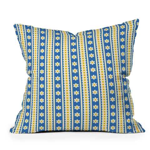 Jenean Morrison Feedsack Stripe Blue Outdoor Throw Pillow
