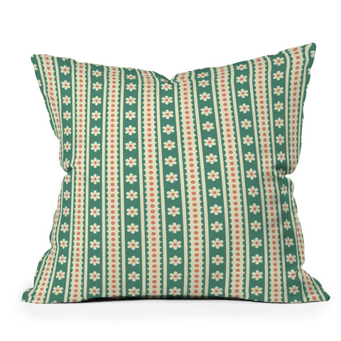 Jenean Morrison Feedsack Stripe Green Throw Pillow