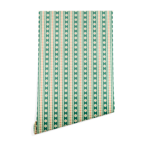 Jenean Morrison Feedsack Stripe Green Wallpaper