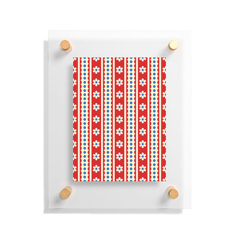 Jenean Morrison Feedsack Stripe Red Floating Acrylic Print