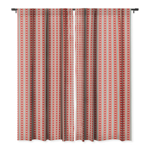 Jenean Morrison Feedsack Stripe Red Blackout Window Curtain