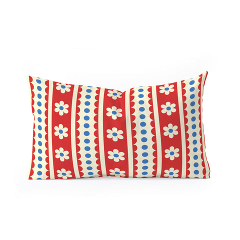 Jenean Morrison Feedsack Stripe Red Oblong Throw Pillow