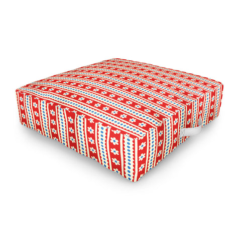 Jenean Morrison Feedsack Stripe Red Outdoor Floor Cushion
