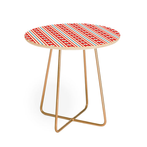 Jenean Morrison Feedsack Stripe Red Round Side Table
