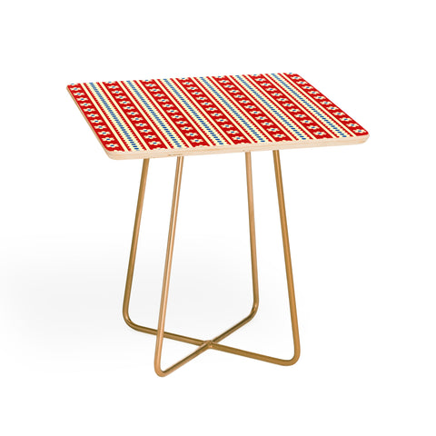 Jenean Morrison Feedsack Stripe Red Side Table