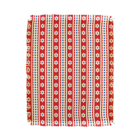 Jenean Morrison Feedsack Stripe Red Throw Blanket