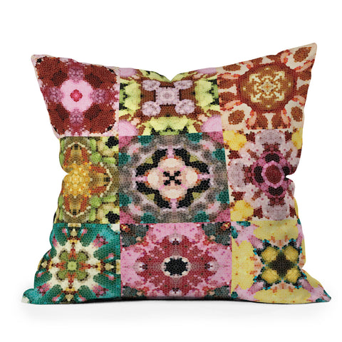 Jenean Morrison Floral Cross Stitch Outdoor Throw Pillow