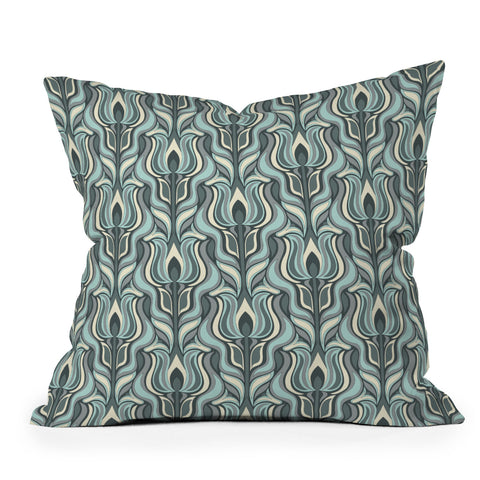 Jenean Morrison Floral Flame in Blue Outdoor Throw Pillow