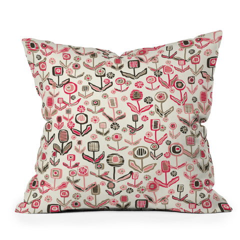 Jenean Morrison Floral Playground Pink Outdoor Throw Pillow
