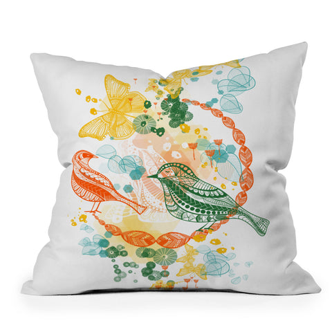 Jenean Morrison Flower and Flight Outdoor Throw Pillow