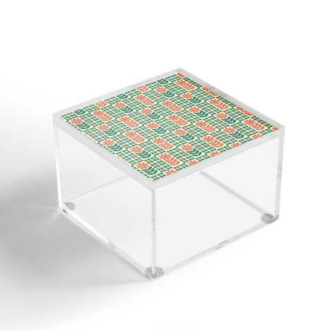 Jenean Morrison Gingham Floral Green Acrylic Box