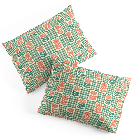 Jenean Morrison Gingham Floral Green Pillow Shams