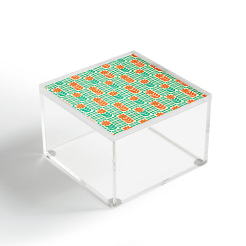 Jenean Morrison Gingham Floral Mint Acrylic Box