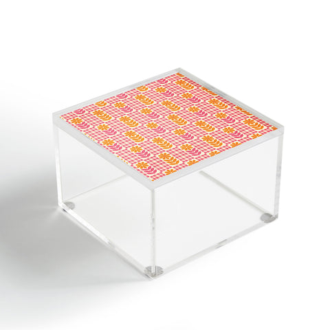 Jenean Morrison Gingham Floral Raspberry Acrylic Box