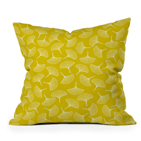 Jenean Morrison Ginkgo Away With Me Yellow Outdoor Throw Pillow