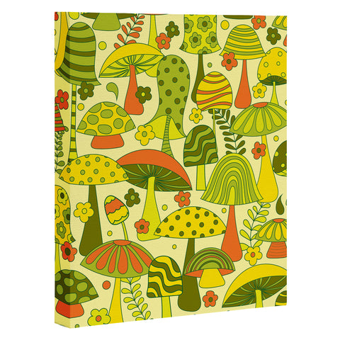 Jenean Morrison Many Mushrooms Green Art Canvas
