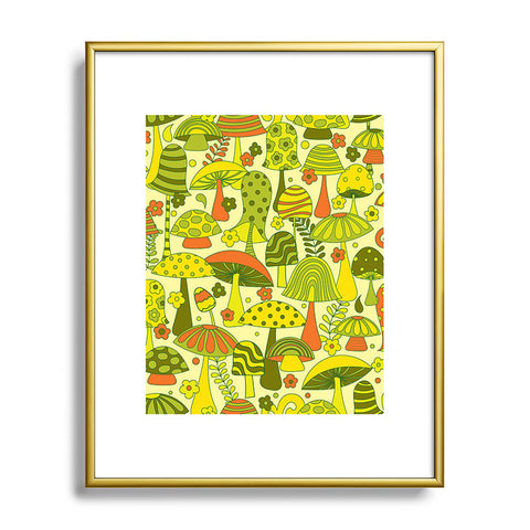 Jenean Morrison Many Mushrooms Green Metal Framed Art Print