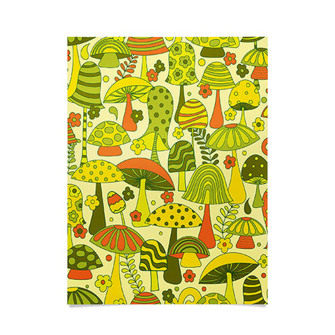 Jenean Morrison Many Mushrooms Green Poster