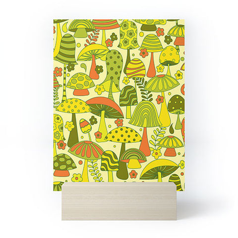 Jenean Morrison Many Mushrooms Green Mini Art Print
