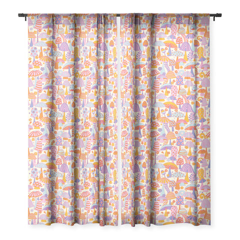 Jenean Morrison Many Mushrooms Lilac Sheer Window Curtain