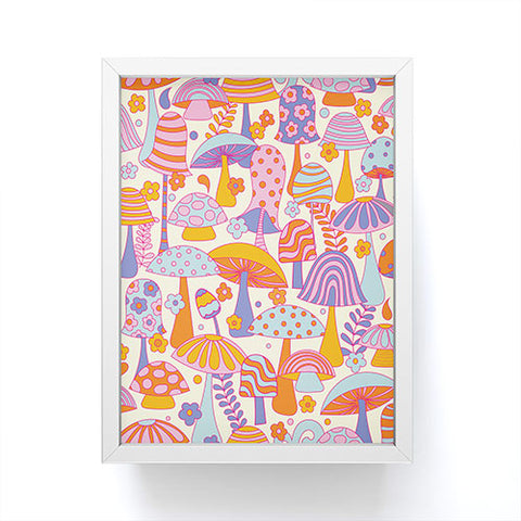 Jenean Morrison Many Mushrooms Lilac Framed Mini Art Print