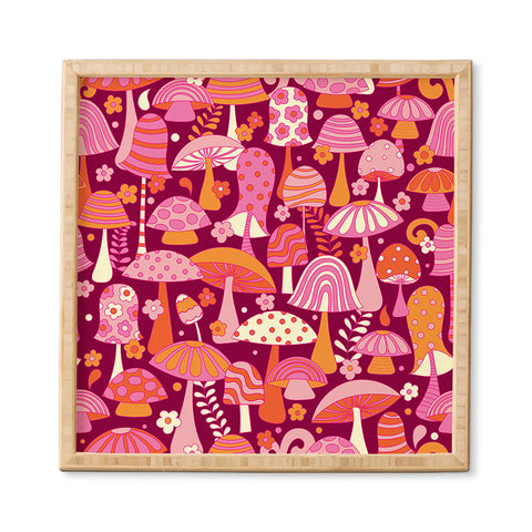 Jenean Morrison Many Mushrooms Pink Framed Wall Art
