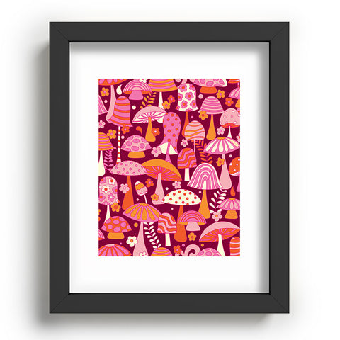 Jenean Morrison Many Mushrooms Pink Recessed Framing Rectangle