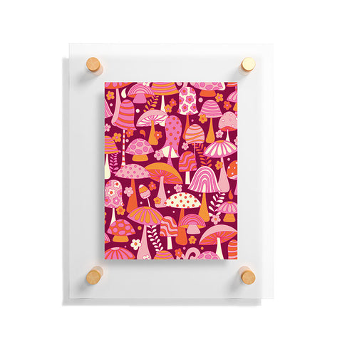 Jenean Morrison Many Mushrooms Pink Floating Acrylic Print