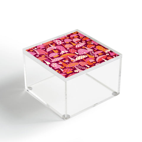 Jenean Morrison Many Mushrooms Pink Acrylic Box