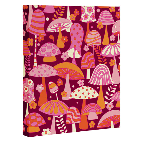 Jenean Morrison Many Mushrooms Pink Art Canvas