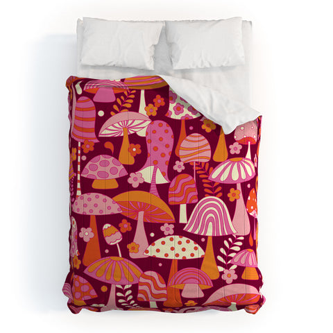 Jenean Morrison Many Mushrooms Pink Comforter