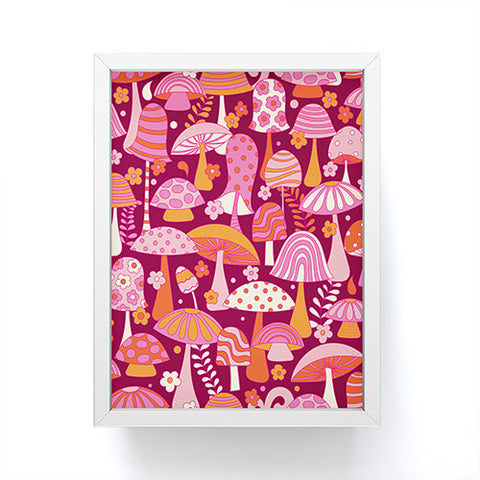 Jenean Morrison Many Mushrooms Pink Framed Mini Art Print