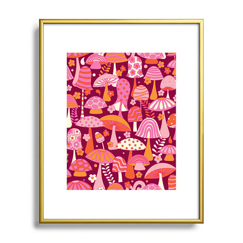 Jenean Morrison Many Mushrooms Pink Metal Framed Art Print